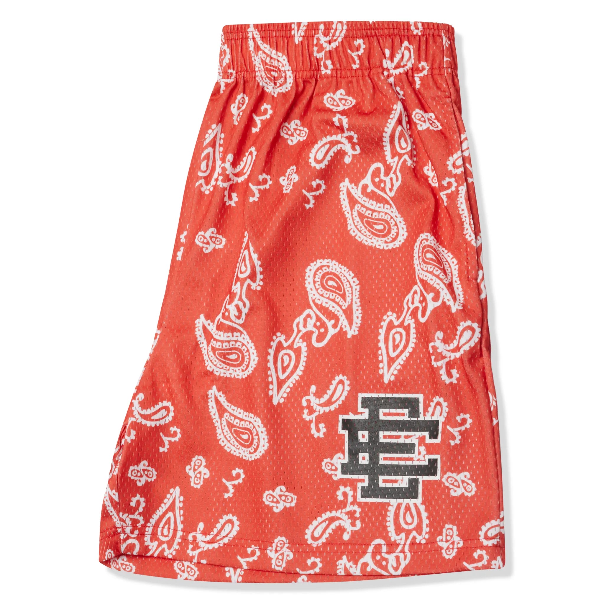 Side View of Eric Emanuel EE Basic Red Paisley Shorts